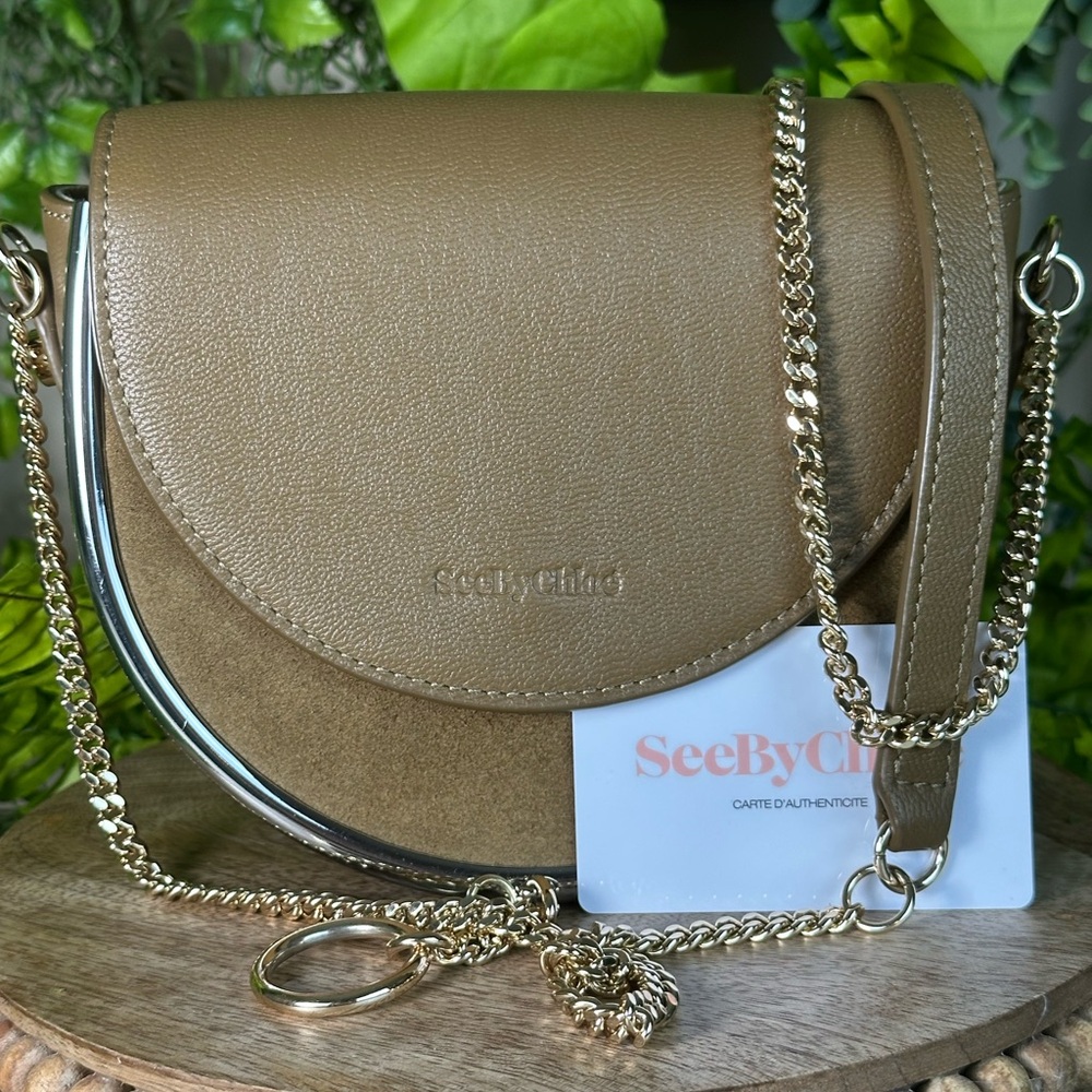 See By Chloe Khaki Suede and Leather Crossbody Bag Handbag Chloe Brand